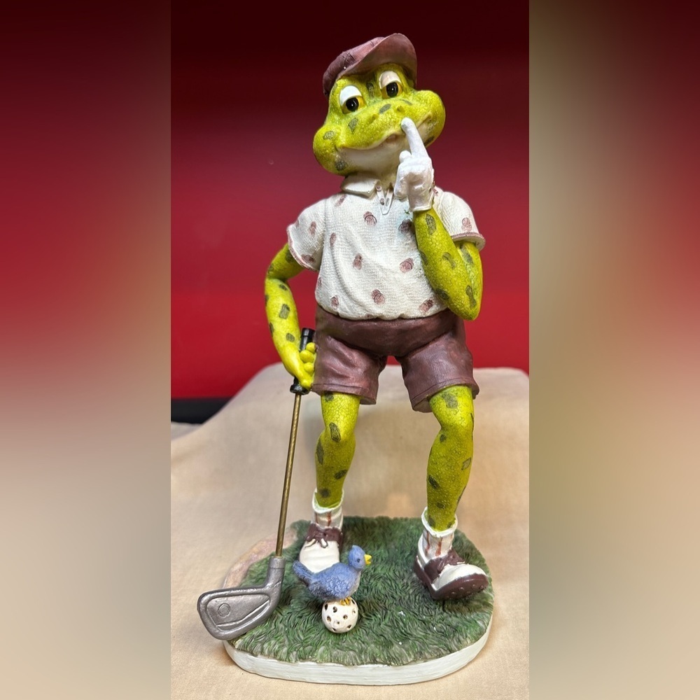 Mr Frog Goes Golfing Resin Figurine Statue Approximately 5.25”x4.25”x10” Birdie - Picture 1 of 15